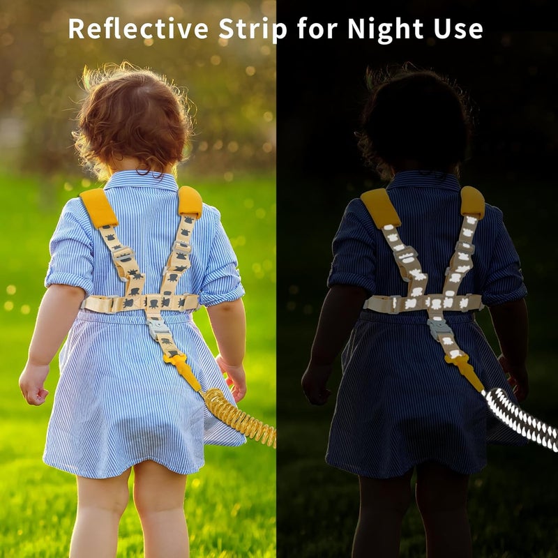 bearcouple Toddler Leashes + Anti Lost Wrist Link for Kids, 4 in 1 Kid Harness Backpack Leash for Girls Boys, Reflective Kids Anti Lost Leash Cute Baby Harness Belt Strap Foldable Child Safety Leash for Park/Zoo - Image 3